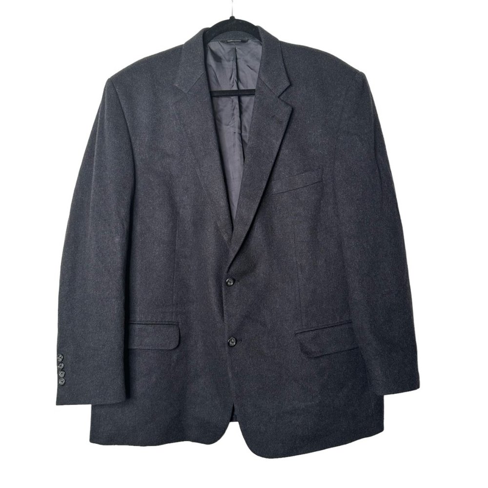 Pavone Men Blazer Jacket 100% Cashmere Sport Coat Gray 2 Button‎ Size 46 R